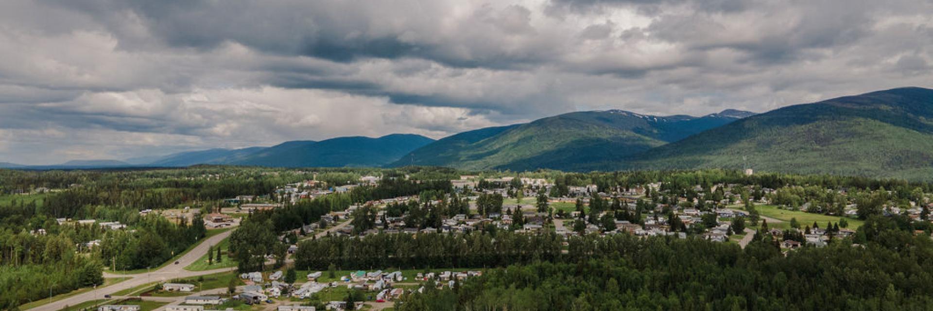 an aerial shot of the District of Mackenzie