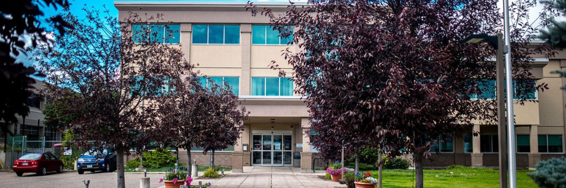 office building with trees